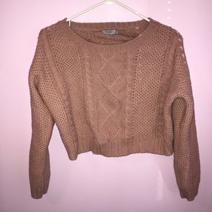 NWOT Tobi Dusty Rose Cableknit Crop Sweater